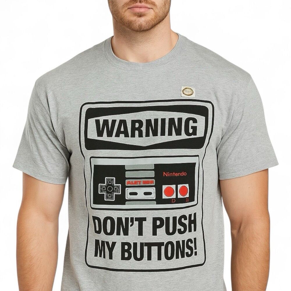 Nintendo Graphic T-Shirt Mens 5XL‎ Gray Video Gamer Tee Retro Y2K NES Controller